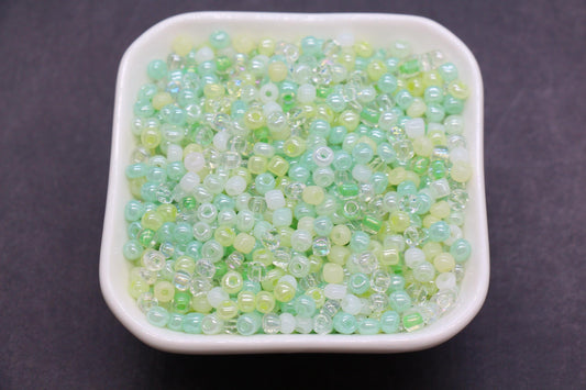 Mix Creamy Green Glass Seed Beads, Size 4mm 6/0 Glass Seed Beads, Mix Seed Beads, Rocailles Beads, Bracelet Beads #3674