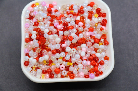 Mix Red Glass Seed Beads, Size 4mm 6/0 Glass Seed Beads, Mix Seed Beads, Rocailles Beads, Bracelet Beads #3678