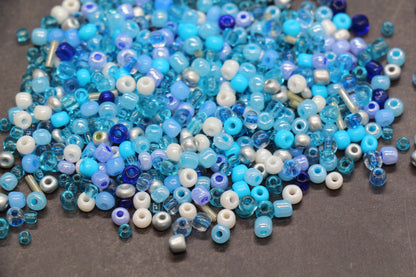 Mix Blue Glass Seed Beads, Size 4mm 6/0 Glass Seed Beads, Mix Seed Beads, Rocailles Beads, Bracelet Beads #3679