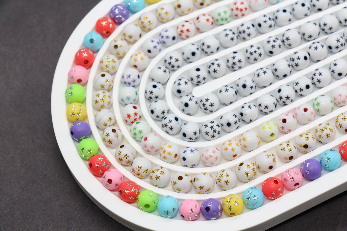 Star Beads, Silver Star Beads, Gold Star Beads, Plastic Gumball Beads, Bubblegum Beads, Chunky Beads