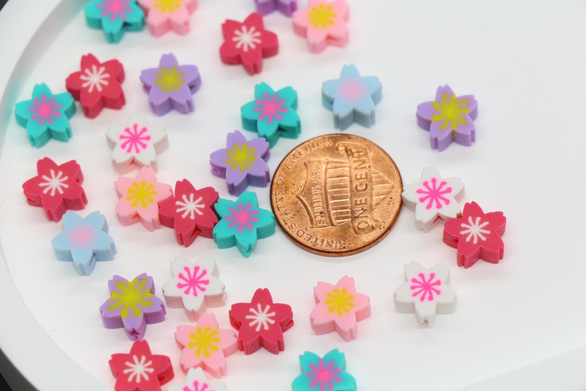 Star Shaped Flower Polymer Clay Beads, Multicolor Handmade Jewelry Beads for Bracelets, Kids Crafts & Boho DIY Beading Supplies #951