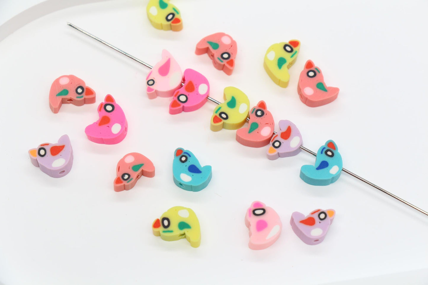 Mix Color Bird Polymer Clay Beads, Handmade Bird Charm Beads, Cute Animal Clay Beads for Jewelry Making, Bracelet Charms, Kids Crafts #953