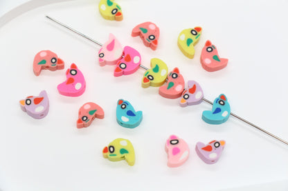 Mix Color Bird Polymer Clay Beads, Handmade Bird Charm Beads, Cute Animal Clay Beads for Jewelry Making, Bracelet Charms, Kids Crafts #953