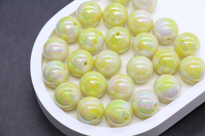 16mm Iridescent Marbled Swirl Gumball Beads, Bubblegum Beads for Keychains, Jewelry Making, DIY Crafts, Chunky Necklaces