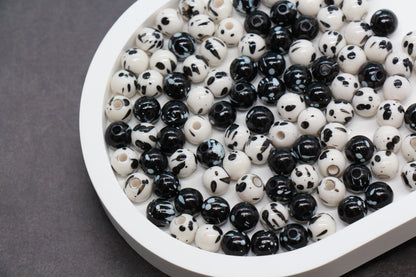 8mm Splatter Beads, Chunky Bubblegum Beads for Jewelry Making, DIY Bead Supplies, Craft Beads for Bracelets, Necklaces