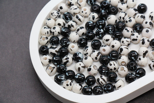 8mm Splatter Beads, Chunky Bubblegum Beads for Jewelry Making, DIY Bead Supplies, Craft Beads for Bracelets, Necklaces