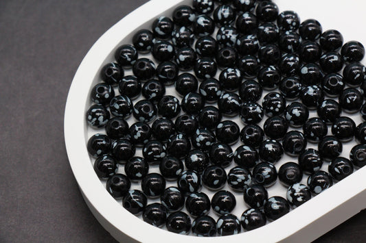 8mm Splatter Beads, Chunky Bubblegum Beads for Jewelry Making, DIY Bead Supplies, Craft Beads for Bracelets, Necklaces