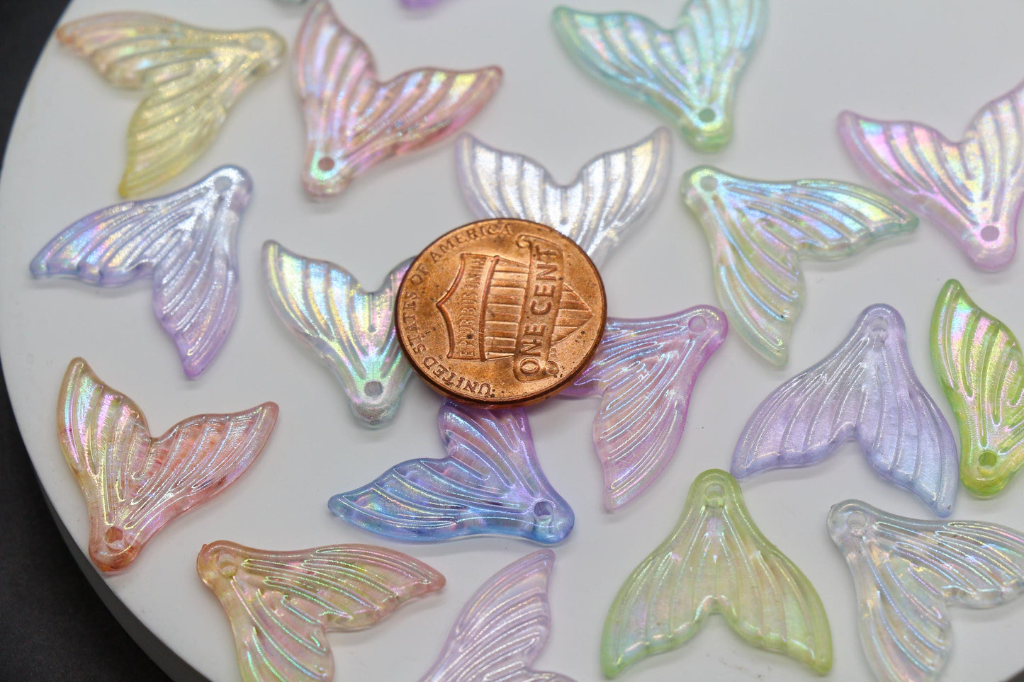 Mermaid tail acrylic bead with AB finish – ocean-inspired craft bead