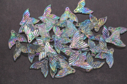 Mermaid tail acrylic bead with AB finish – ocean-inspired craft bead