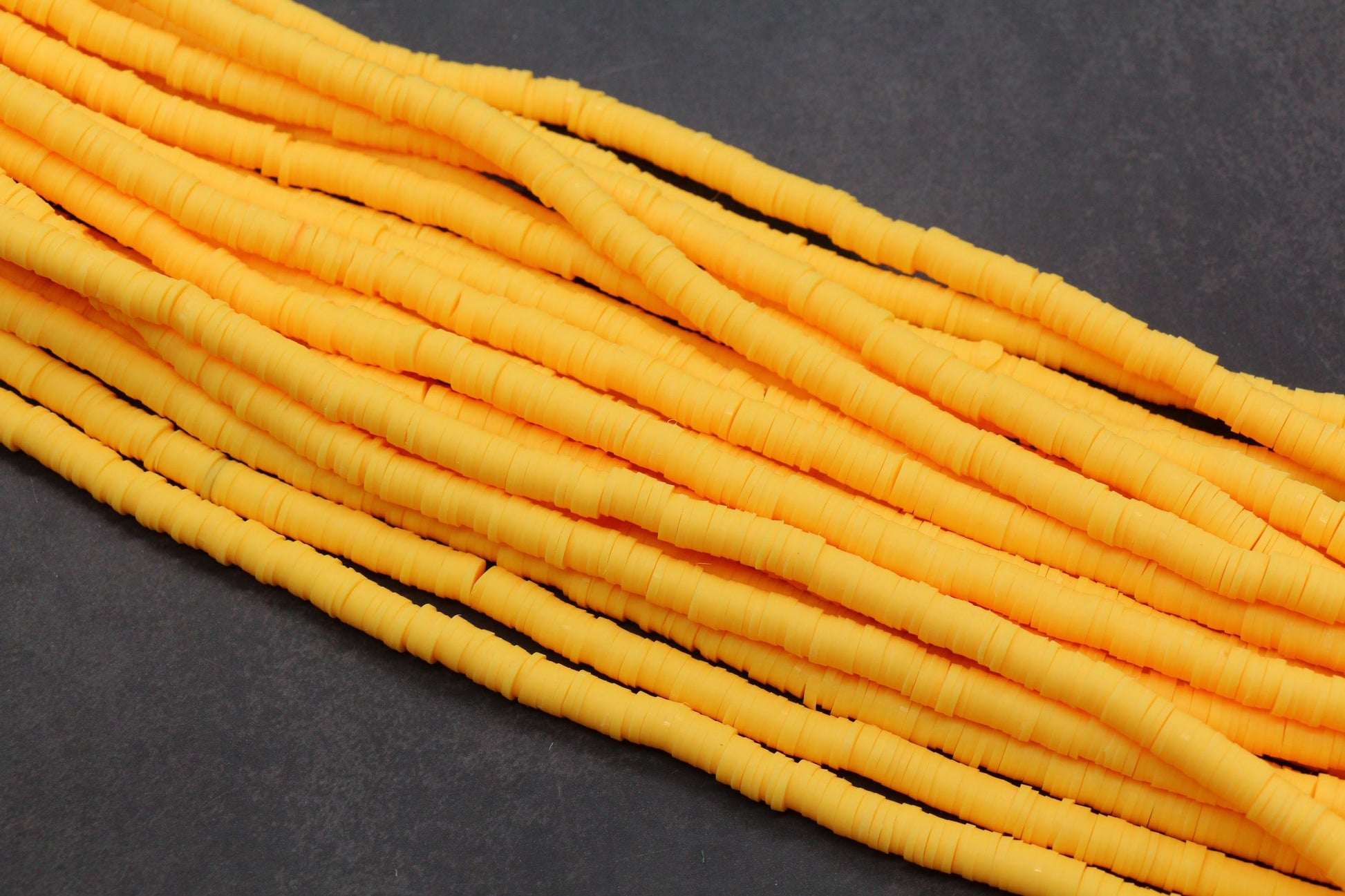 6mm Amber Yellow Heishi Beads, Yellow Polymer Clay Disc Beads, African Disc Beads, Vinyl Heishi, Bracelet Clay Beads, Full Strand #597