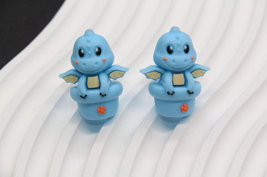 3D Dragon Silicone Beads, Blue Dragon Focal Beads, Chunky Beads, Silicone Loose Beads #969