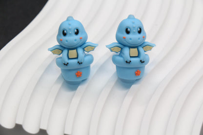 3D Dragon Silicone Beads, Blue Dragon Focal Beads, Chunky Beads, Silicone Loose Beads #969