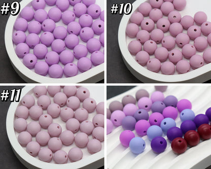 12mm Purple Silicone Beads, Round Bubblegum Beads for Bracelets, Beads for Pens, Non-Toxic Food Grade, Craft Supplies, Gift for Her