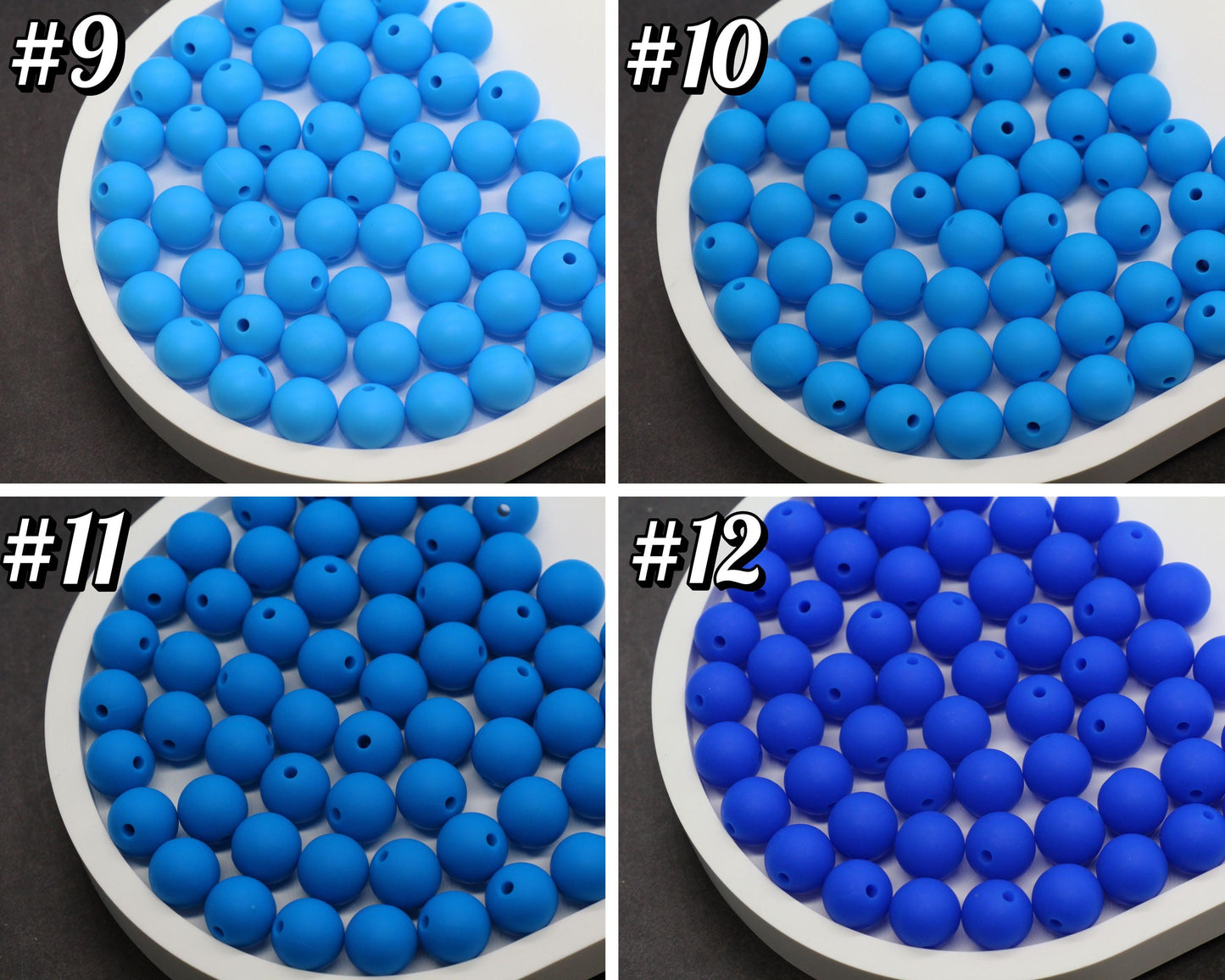 12mm Blue Silicone Beads, Round Bubblegum Beads for Bracelets, Beads for Pens, Non-Toxic Food Grade, Craft Supplies, Gift for Her