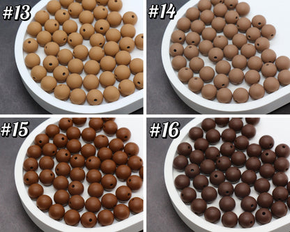 12mm Earth Tones Silicone Beads, Round Bubblegum Beads for Bracelets, Beads for Pens, Non-Toxic Food Grade, Craft Supplies