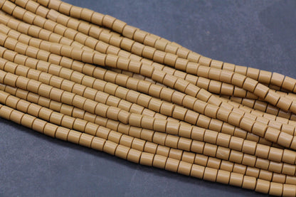 6mm Camel Tan Heishi Beads – Polymer Clay Tube Beads for Bracelet Making, Neutral Boho Beads for Jewelry DIY #62