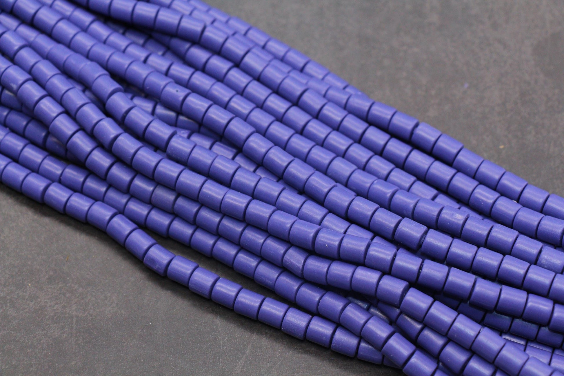 6mm Deep Periwinkle Heishi Beads – Polymer Clay Tube Beads for Bracelet Making, Purple Blue Boho Jewelry Supplies #389