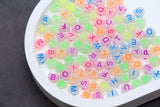Glow in the Dark Heart Letter Beads – Multicolor Alphabet Beads for Bracelets & Crafts #3856