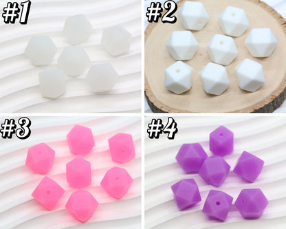 Glow in the dark Hexagon Silicone Beads for DIY Jewelry Making, 14mm Geometric Beads for Bracelets, Keychains, Bulk Craft Supplies