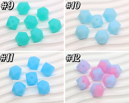 Glow in the dark Hexagon Silicone Beads for DIY Jewelry Making, 14mm Geometric Beads for Bracelets, Keychains, Bulk Craft Supplies
