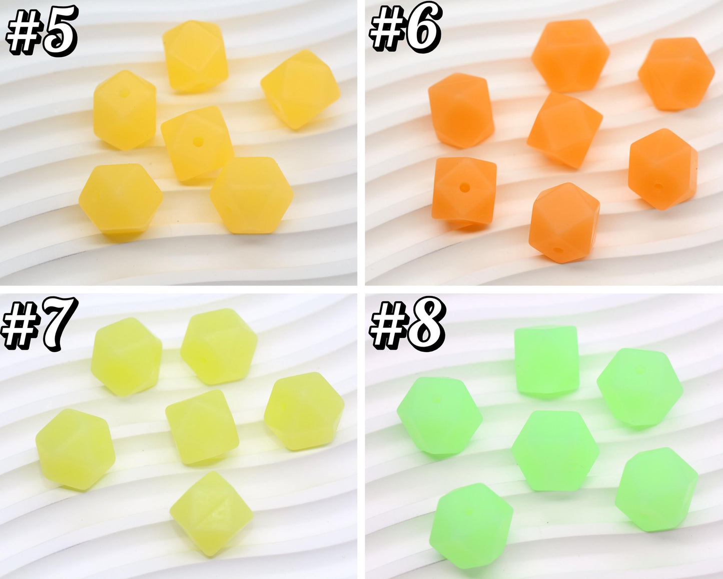 Glow in the dark Hexagon Silicone Beads for DIY Jewelry Making, 14mm Geometric Beads for Bracelets, Keychains, Bulk Craft Supplies