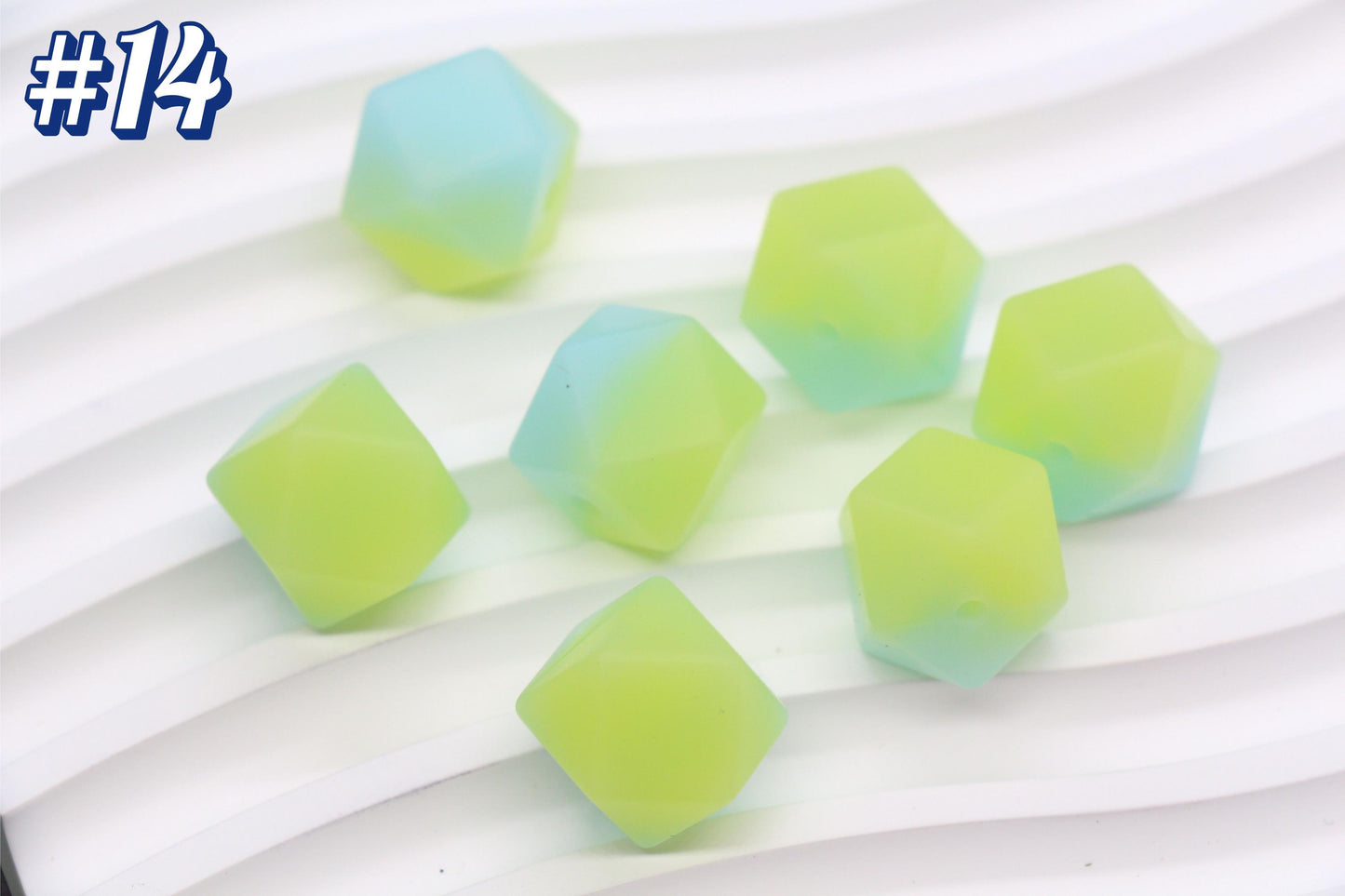 Glow in the dark Hexagon Silicone Beads for DIY Jewelry Making, 14mm Geometric Beads for Bracelets, Keychains, Bulk Craft Supplies