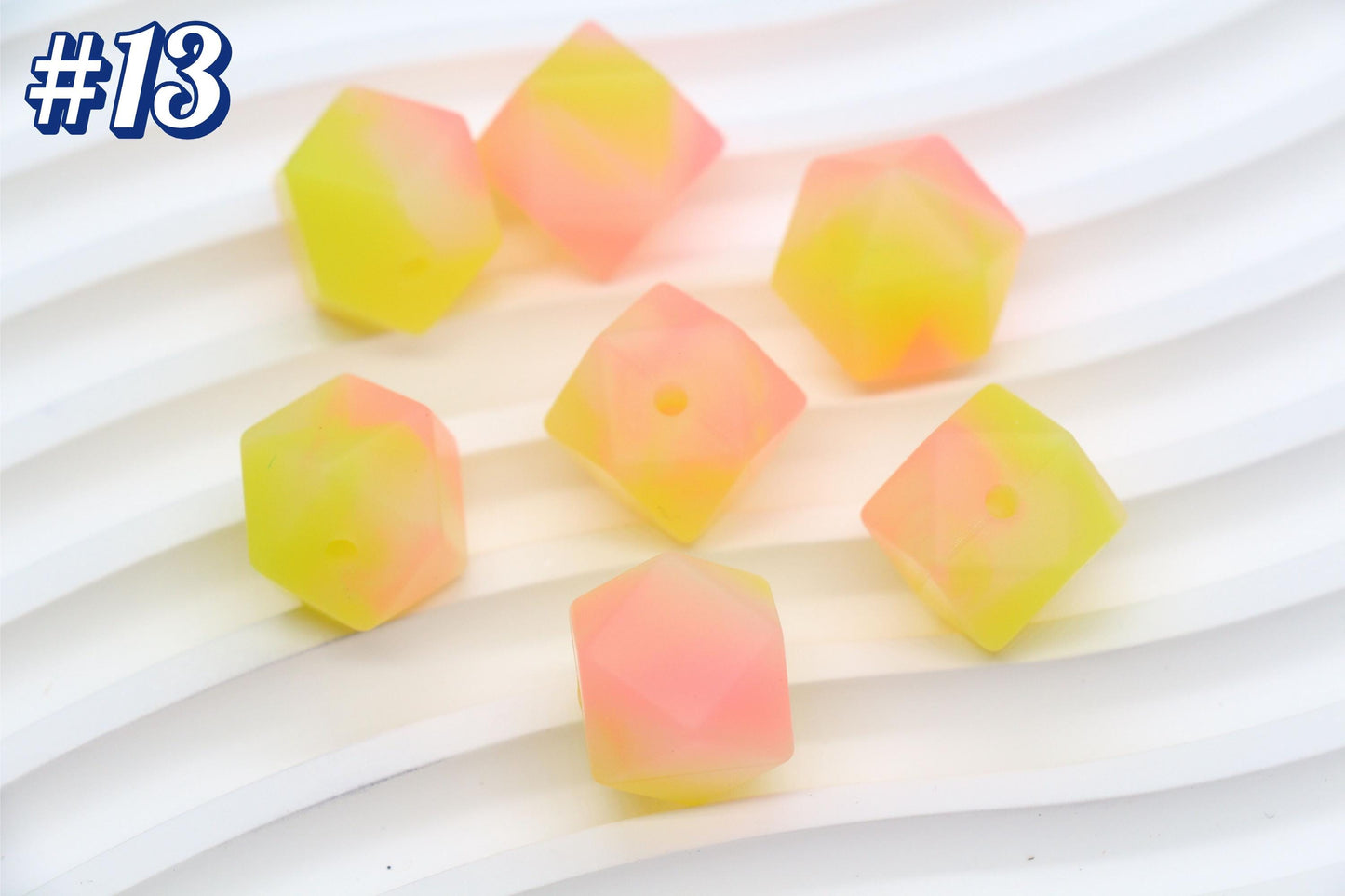 Glow in the dark Hexagon Silicone Beads for DIY Jewelry Making, 14mm Geometric Beads for Bracelets, Keychains, Bulk Craft Supplies