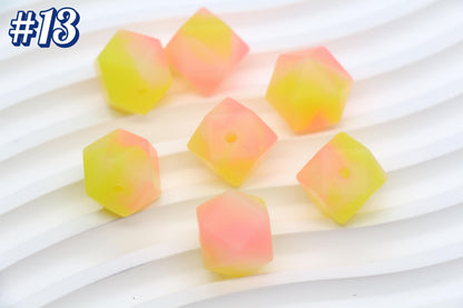 Glow in the dark Hexagon Silicone Beads for DIY Jewelry Making, 14mm Geometric Beads for Bracelets, Keychains, Bulk Craft Supplies