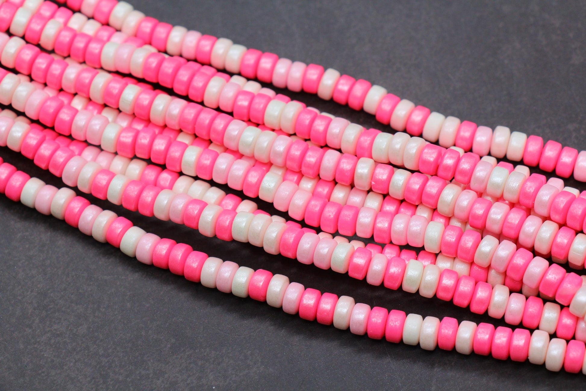 6mm Shimmer Chunky Polymer Clay Beads, Shinny Pink Mix Heishi Spacer Beads, Polymer Clay Rondell Beads, Heishi Spacer Beads #370