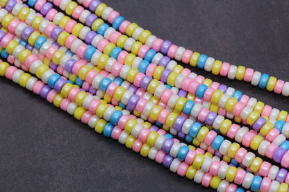 6mm Shimmer Chunky Polymer Clay Beads, Shinny Mix Heishi Spacer Beads, Polymer Clay Rondell Beads, Heishi Spacer Beads #222