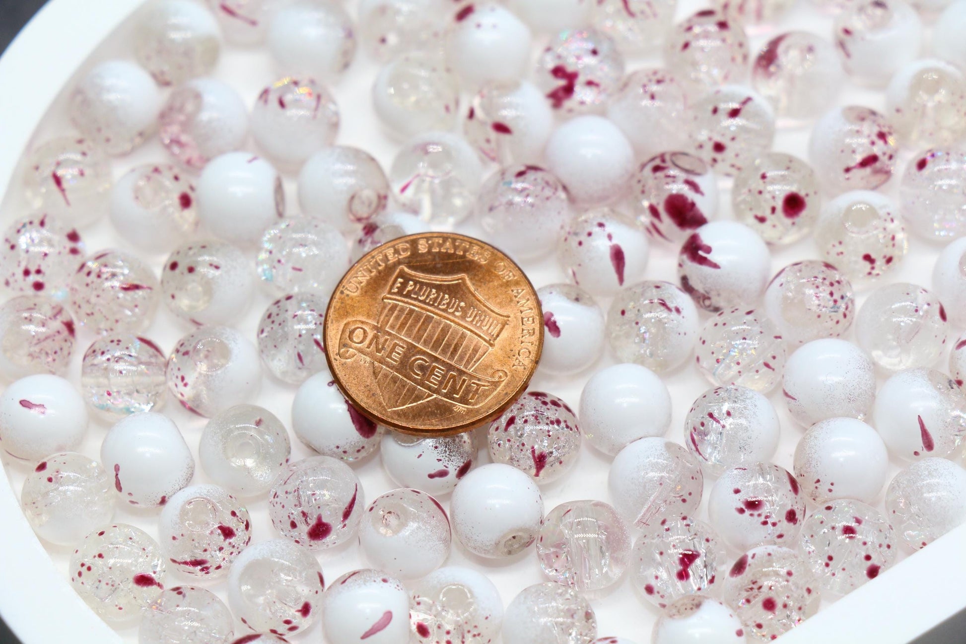 8mm Ombre with Specks Beads for Jewelry Making, DIY Bracelet Crafting Supplies Accessories