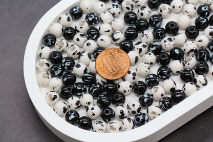 8mm Splatter Beads, Chunky Bubblegum Beads for Jewelry Making, DIY Bead Supplies, Craft Beads for Bracelets, Necklaces