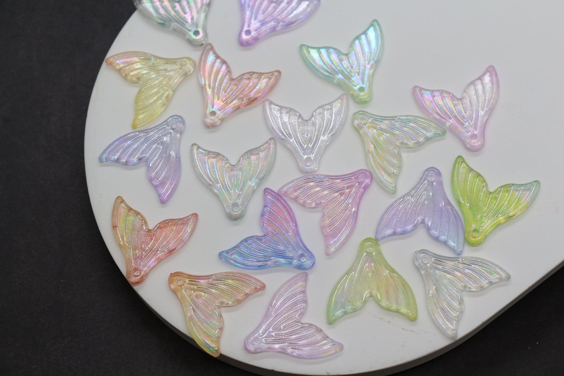 Mermaid tail acrylic bead with AB finish – ocean-inspired craft bead