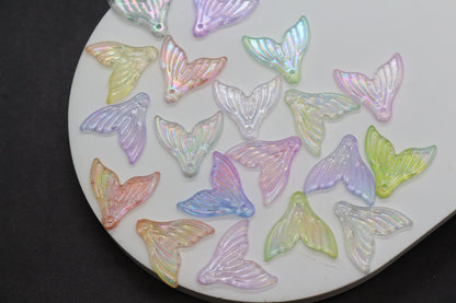 Mermaid tail acrylic bead with AB finish – ocean-inspired craft bead