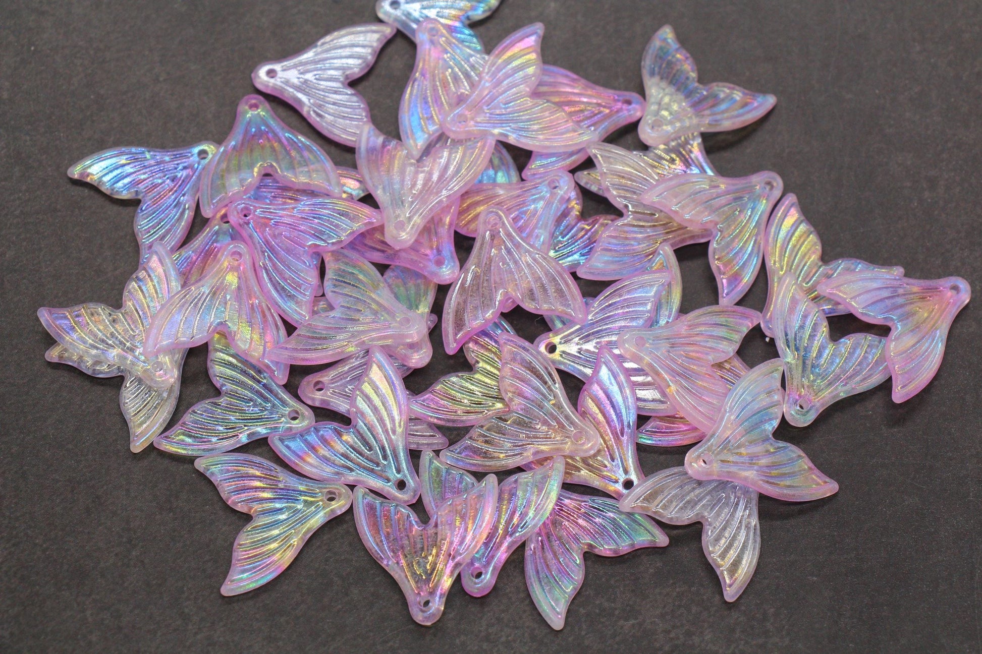 Mermaid tail acrylic bead with AB finish – ocean-inspired craft bead