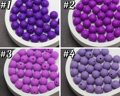 12mm Purple Silicone Beads, Round Bubblegum Beads for Bracelets, Beads for Pens, Non-Toxic Food Grade, Craft Supplies, Gift for Her