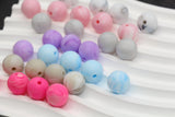 12mm Marble Silicone Beads, Round Bubblegum Beads for Bracelets, Beads for Pens, Non-Toxic Food Grade, Craft Supplies, Gift for Her