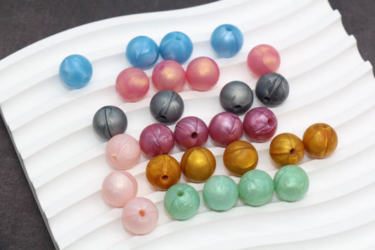 12mm Metallic Silicone Beads, Round Bubblegum Beads for Bracelets, Beads for Pens, Non-Toxic Food Grade, Craft Supplies, Gift for Her