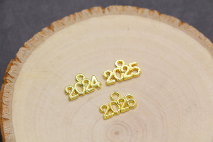 Year 2024 Charms, 2025 Charms, New Year Charms, Graduation Charms, Available in Silver, Rose Gold, Gold, Antique Gold, Bronze.