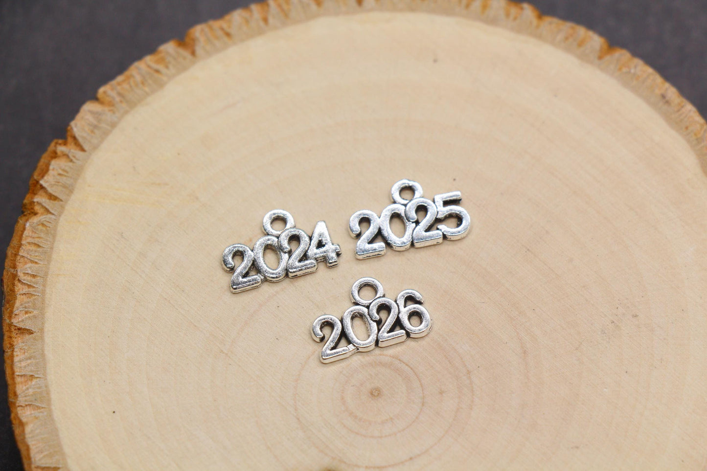 Year 2024 Charms, 2025 Charms, New Year Charms, Graduation Charms, Available in Silver, Rose Gold, Gold, Antique Gold, Bronze.
