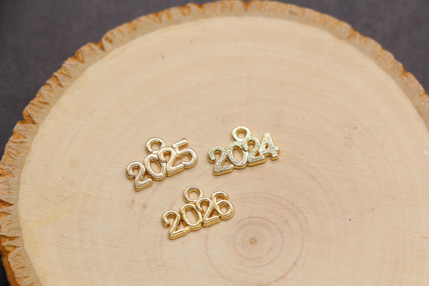 Year 2024 Charms, 2025 Charms, New Year Charms, Graduation Charms, Available in Silver, Rose Gold, Gold, Antique Gold, Bronze.