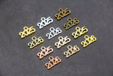 Year 2024 Charms, 2025 Charms, New Year Charms, Graduation Charms, Available in Silver, Rose Gold, Gold, Antique Gold, Bronze.