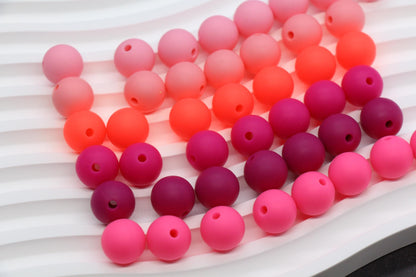 12mm Pink Silicone Beads, Round Bubblegum Beads for Bracelets, Beads for Pens, Non-Toxic Food Grade, Craft Supplies, Gift for Her