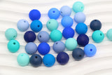 12mm Blue Silicone Beads, Round Bubblegum Beads for Bracelets, Beads for Pens, Non-Toxic Food Grade, Craft Supplies, Gift for Her