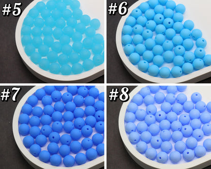 12mm Blue Silicone Beads, Round Bubblegum Beads for Bracelets, Beads for Pens, Non-Toxic Food Grade, Craft Supplies, Gift for Her