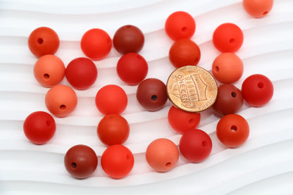 12mm Red Silicone Beads, Round Bubblegum Beads for Bracelets, Beads for Pens, Non-Toxic Food Grade, Craft Supplies, Gift for Her
