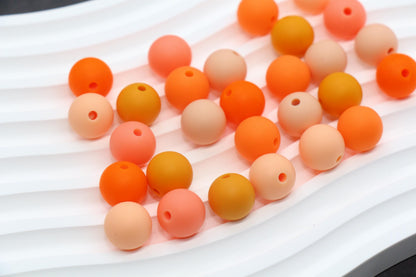 12mm Orange Silicone Beads, Round Bubblegum Beads for Bracelets, Beads for Pens, Non-Toxic Food Grade, Craft Supplies, Gift for Her