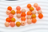 12mm Orange Silicone Beads, Round Bubblegum Beads for Bracelets, Beads for Pens, Non-Toxic Food Grade, Craft Supplies, Gift for Her