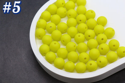 12mm Yellow Silicone Beads, Round Bubblegum Beads for Bracelets, Beads for Pens, Non-Toxic Food Grade, Craft Supplies, Gift for Her