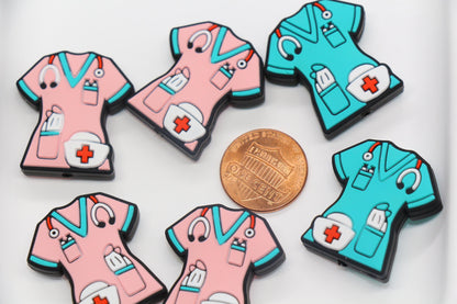 Nurse Scrub Silicone Beads with Medical Tools – Focal Beads for Badge Reels, Keychains, DIY Nurse Gifts